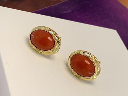orecchini earrings CORALLO rosso mediterraneo CORAL solid gold ORO 18 KT-750°/ - Imagen 10 de 12