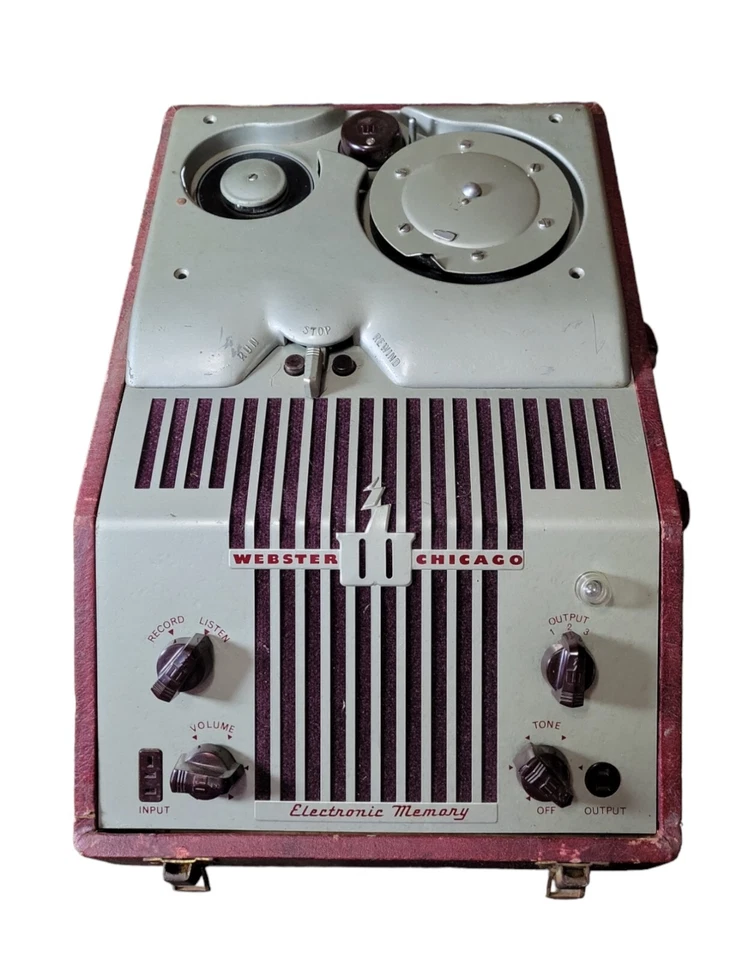 Antigua grabadora de cables Webster Chicago MUY TEMPRANA dispositivo de grabación con micrófono sin probar Foto 2 de 4