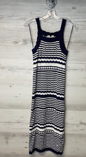 Joie Knit Dress Blue White Knit Striped Sleeveless Knee Length Womens Size S