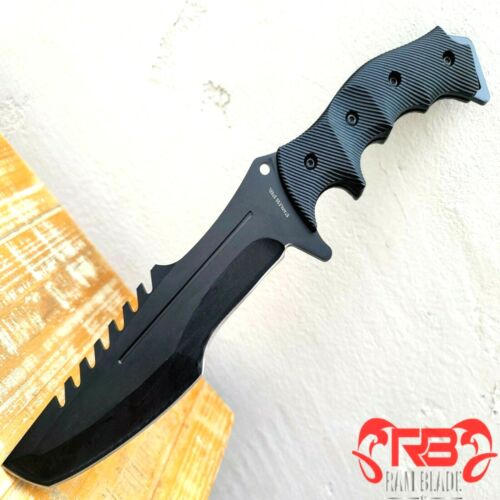11" BLACK TANTO SURVIVAL HUNTING BOWIE TACTICAL COMBAT FIXED BLADE KNIFE SHEATH - Picture 1 of 8
