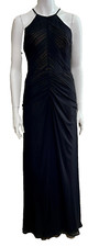 Vera Wang (main line) black chiffon evening gown US 4 UK 8 EU 36 NWT