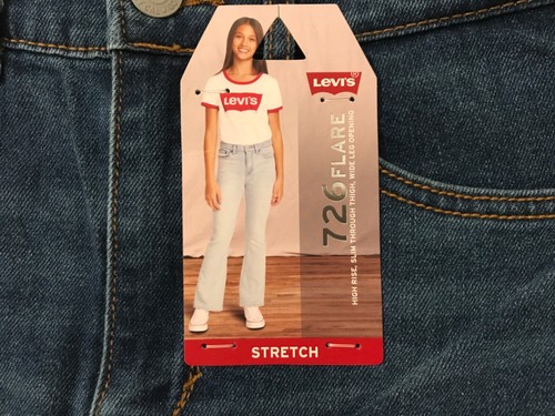 New! Levi's Girls 726 Jeans Flare High Rise Adjustable Waist Stretch Size 14 - Picture 3 of 9