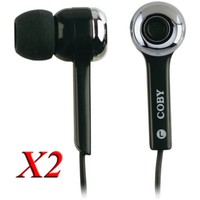 2X Coby CV-E31BK MP3 Super Bass Digital Stereo Earphones CVE31 Black