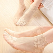 Women's Summer Thin Lace Socks Non-slip Breathable Floral Ankle Socks Hosiery
