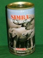 SIMBA Lager Beer Can #4 Elephant Imported Swaziland African Wild Life Series