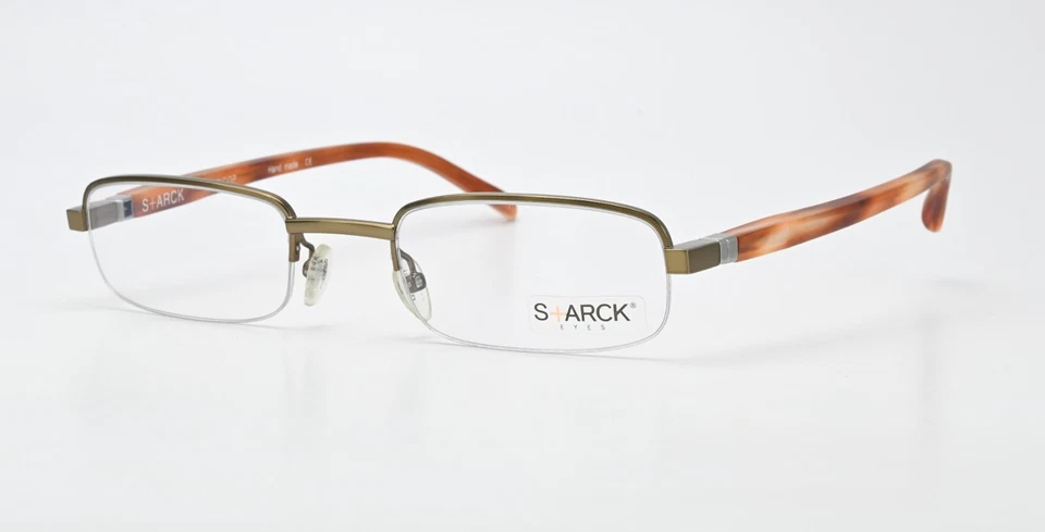 Armação de óculos Starck Eyes Mikli BIOOP P0106 05 quadrado latão sem aro Havana 50-22 - Imagem 3 de 4