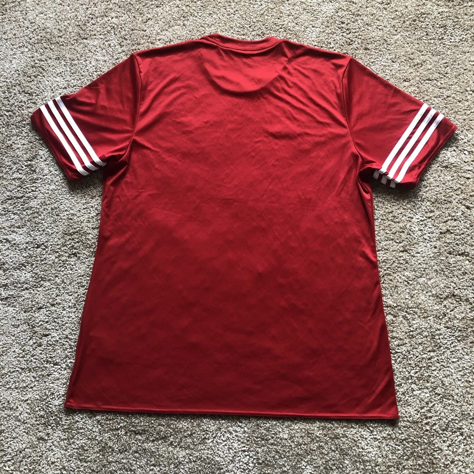 Adidas Climalite Red Striped Workout Tee Shirt Mens Size XL - Image 3 of 4