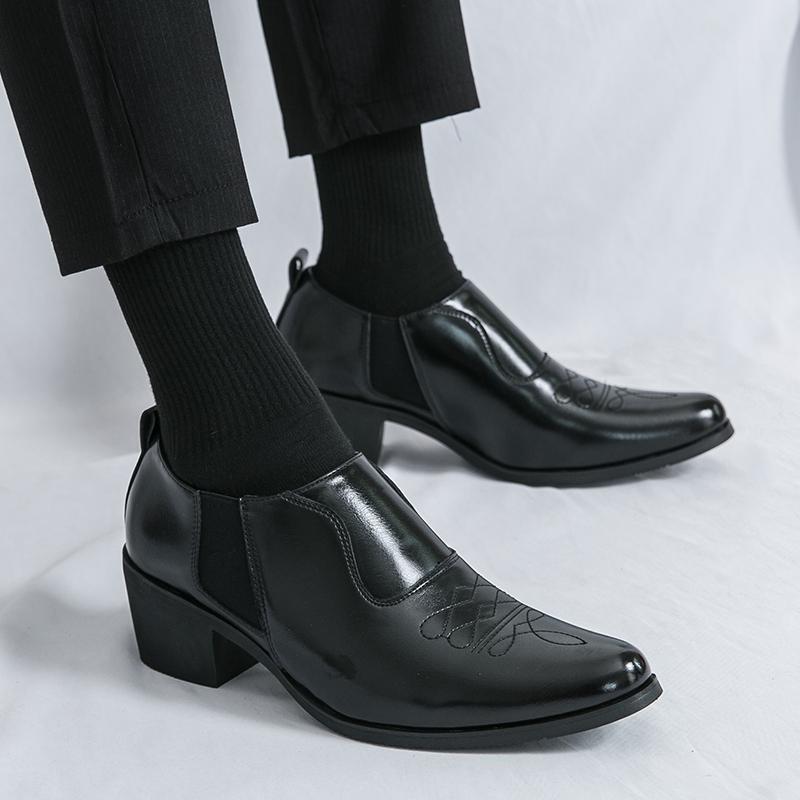 SAOLA Scarpe uomo lavoro formali eleganti business inglesi pull on matrimonio blocco tacco grosso