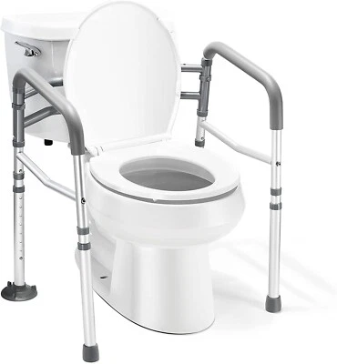 MEDICAL KING Toilet Safety Rail - Adjustable Detachable Toilet Safety Frame with Handles