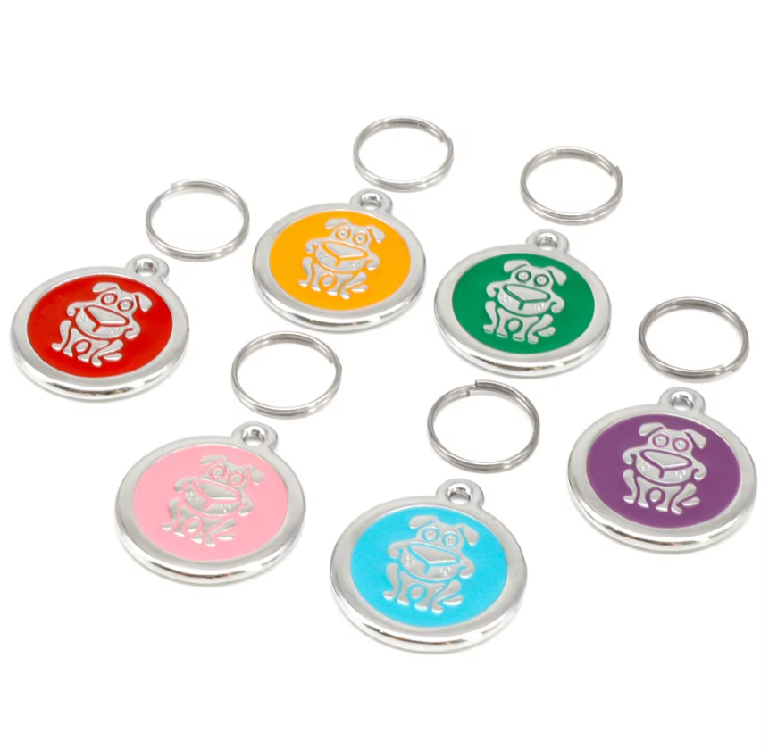 DOG Design Front PET ID Tag Engraved Custom CAT DOG Collar Tag | Ring Include