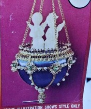 Walco ROYAL SATIN WITH PRAYING CHILDREN Vtg Sequin Bead Christmas Ornament Kit