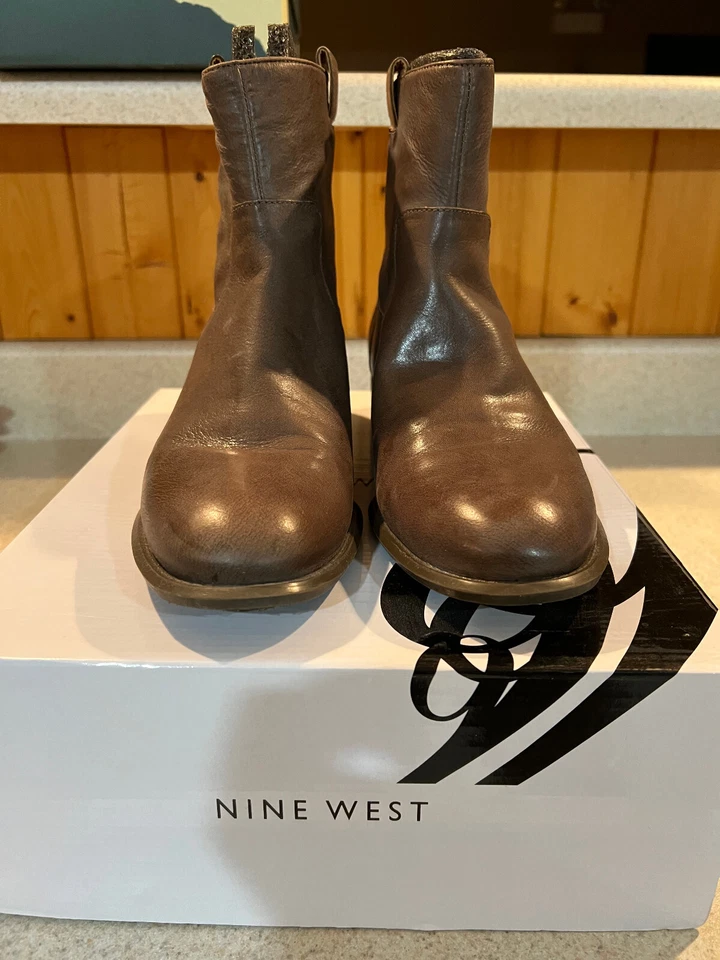 Botas de Cuero Nine West Nwjareth Gris Marrón EE. UU. 10 NUEVAS CAJA ORIGINAL Foto 3 de 4