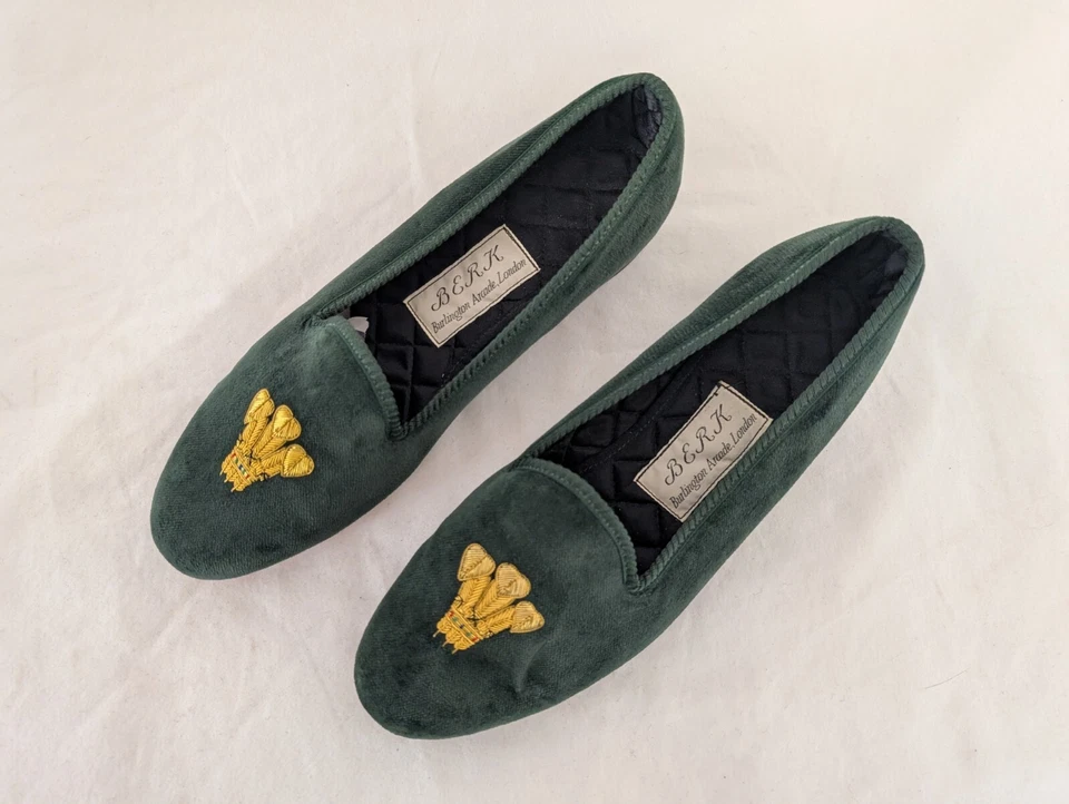 Zapatillas Berk Burlington Arcade Londres Príncipe Gales Terciopelo Verde Mujer Talla 5 UK Foto 4 de 4