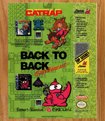 Catrap Boomer's Adventure ASMIK World Video Game Print Ads Poster Promo Art 1991