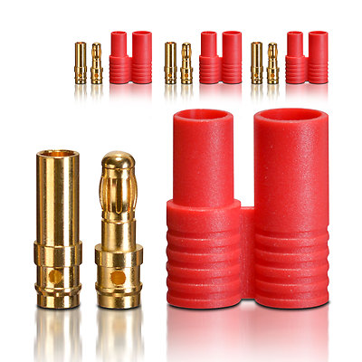 Goldkontaktstecker mit rotem Gehäuse 3.5 mm 4 Stk partCore 100031