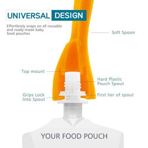 10 Pack Universal Silicone Baby Food Pouch Spoon Attachment Travel-Friendly - Picture 5 of 8