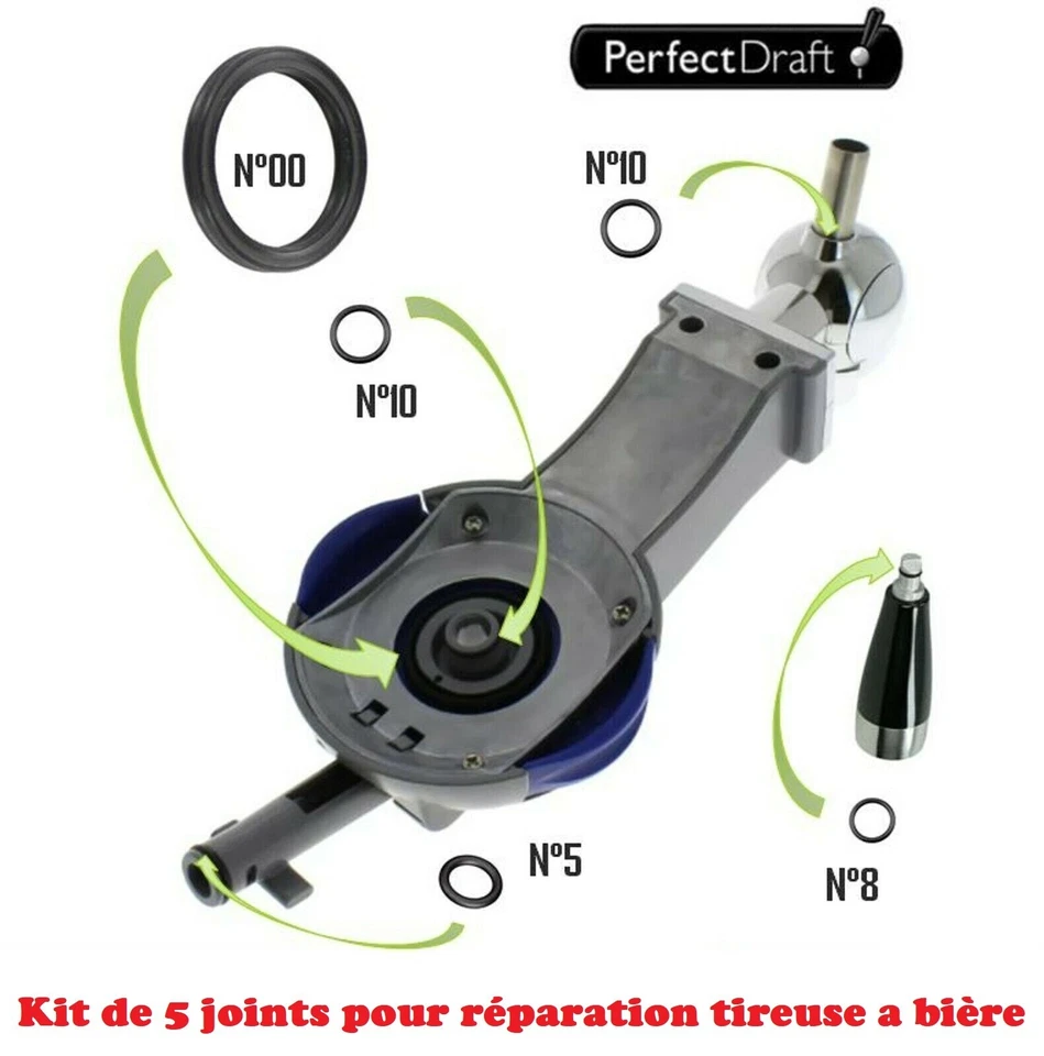 Kit 5 Joints Tireuse à bière PERFECTDRAFT Philips HD3720 HD3620 HD3610 HD3600