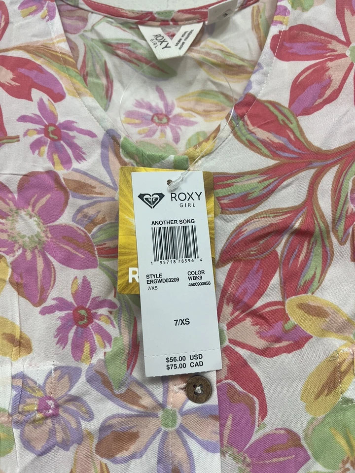 ROXY Big Girls Another Song Short Sleeve Dress Size 7 / XS - Image 3 of 4