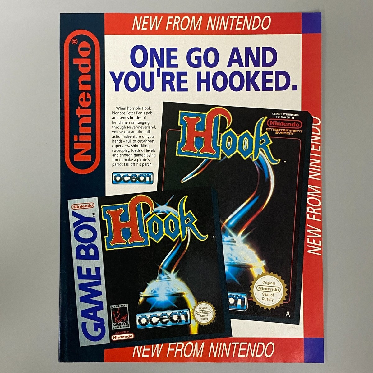 HOOK VIDEO GAME NINTENDO GAME BOY OCEAN 1992 VINTAGE RETRO ADVERT - Main Image