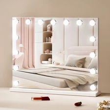 22.8" Hollywood Lighted Makeup Mirror With 15 LED Bulbs & USB Desktop Wall-mount
