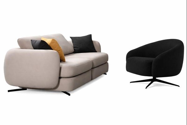 Designer Wohnzimmer Garnitur Textil 4-Sitzer Designer Stoffsessel-image