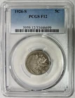 1926-S Buffalo Nickel, PCGS F-12, Scarce Date!