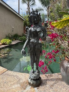 Large Hindu Bronze Goddess Statue 47" Temple Sculpture Sacred Indian Art