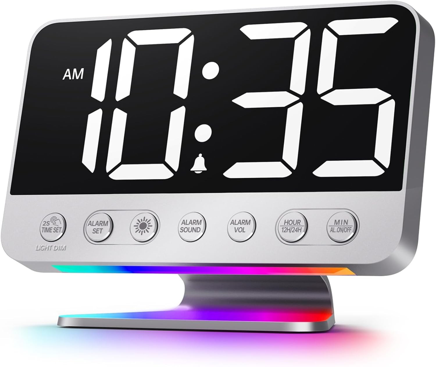 Digital Alarm Clocks for Bedrooms: Large Bold Number 5 Brightness Dimmer Easy
