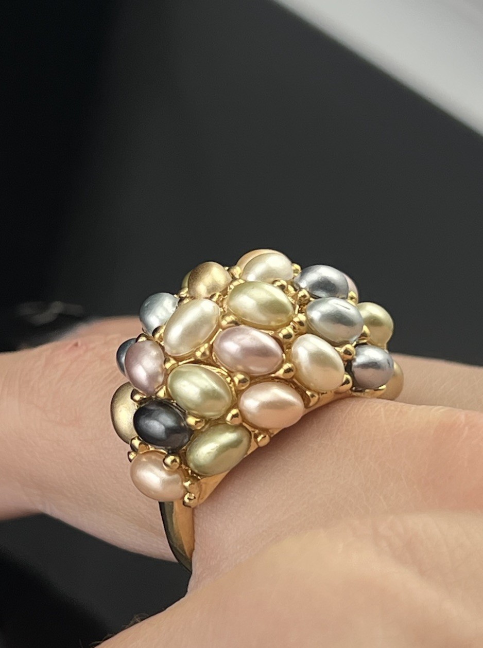 Kenneth Jay Lane KJL Dome Ring Pearl Cabochons VT… - image 13