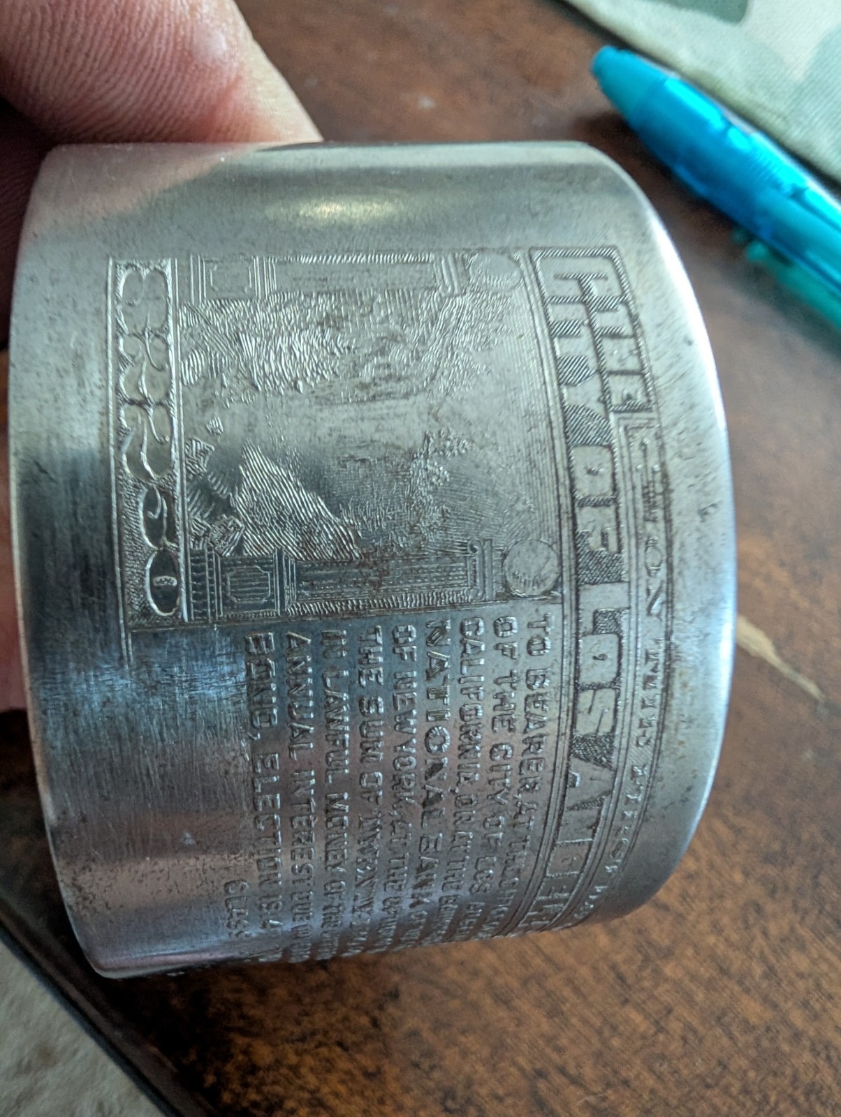 1914 Los Angeles Bond Steel Engraving Roller Die Sheffield Scripophily Tool
