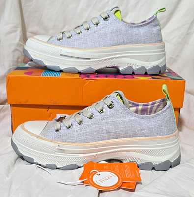 Refresh Z. TEX. HIELO Gray Lace-Up Low Top Platform Sneakers Comfort Logo Accent