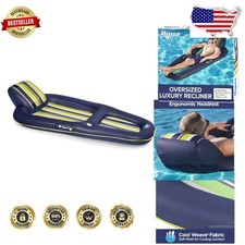 Aqua Luxury Pool Float - Extra Large 70" Adult Lounge w/ Backrest Footrest