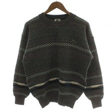 Lacoste Unused Wool Knit Sweater Gray Green Crew Neck Long Sleeve