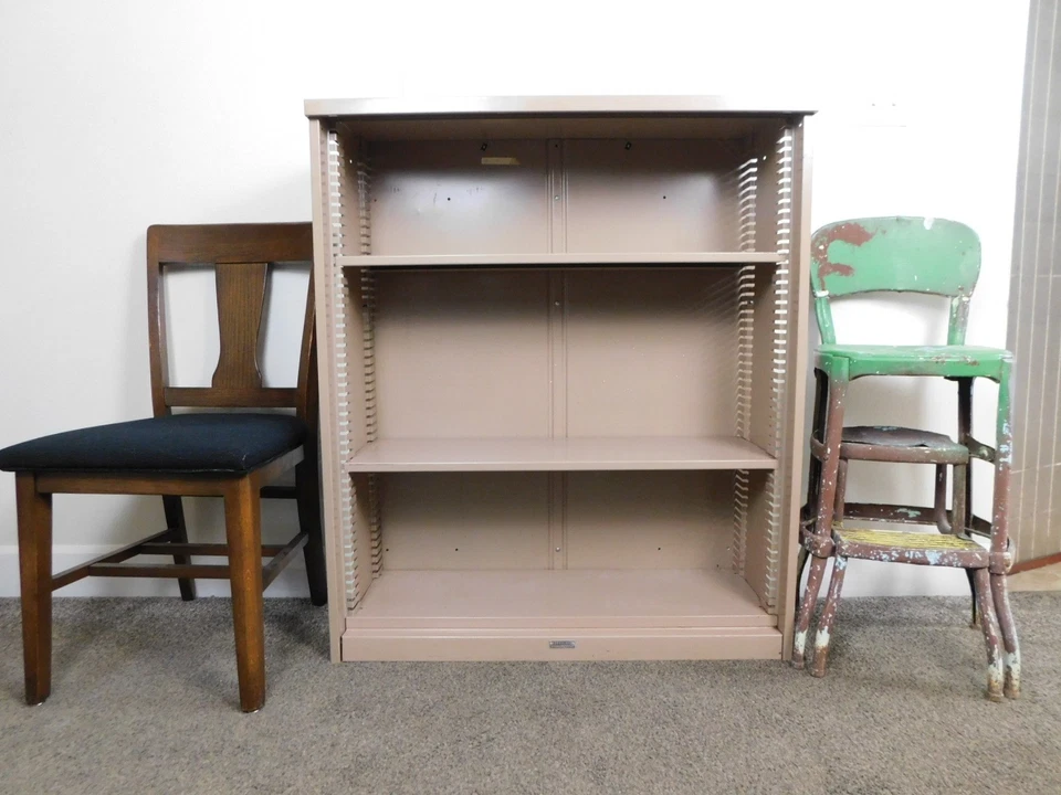 Large Steampunk Industrial Metal Adjustable Shelves Bookcase 42x36x12 VTG -SHIPS - Image 2 of 4