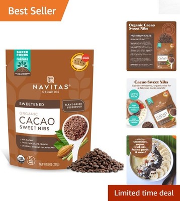 Antioxidant-Packed Sweetened Cacao Nibs   8oz for Trail Mix & Baking Delight