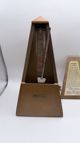 Vintage Seth Thomas Metronome De Maelzel Wood Wind Up Music Timer