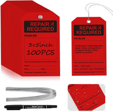 100 PCS Plastic Repair Required Tags Waterproof Red Repair Tags with Wire 3X5 In