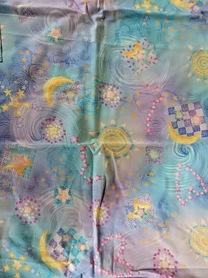 Sun Moon & Stars Simply Basic Medium Scrub Top turquoise ocean blue & lavender