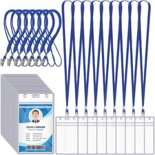 100 Pcs Name Tag Lanyards with ID Holder Lanyards for ID Badges Resealable Fl...