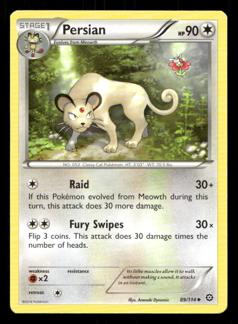 Persian 89/114 Steam Siege LP Pokemon