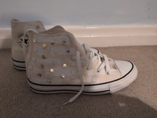 White And Pale Pink Converse All Stars With Metallic Circles