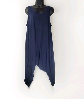 AnyBody Loungewear Cozy Knit Harem Leg Jumpsuit Blue Sleeveless Large Petite