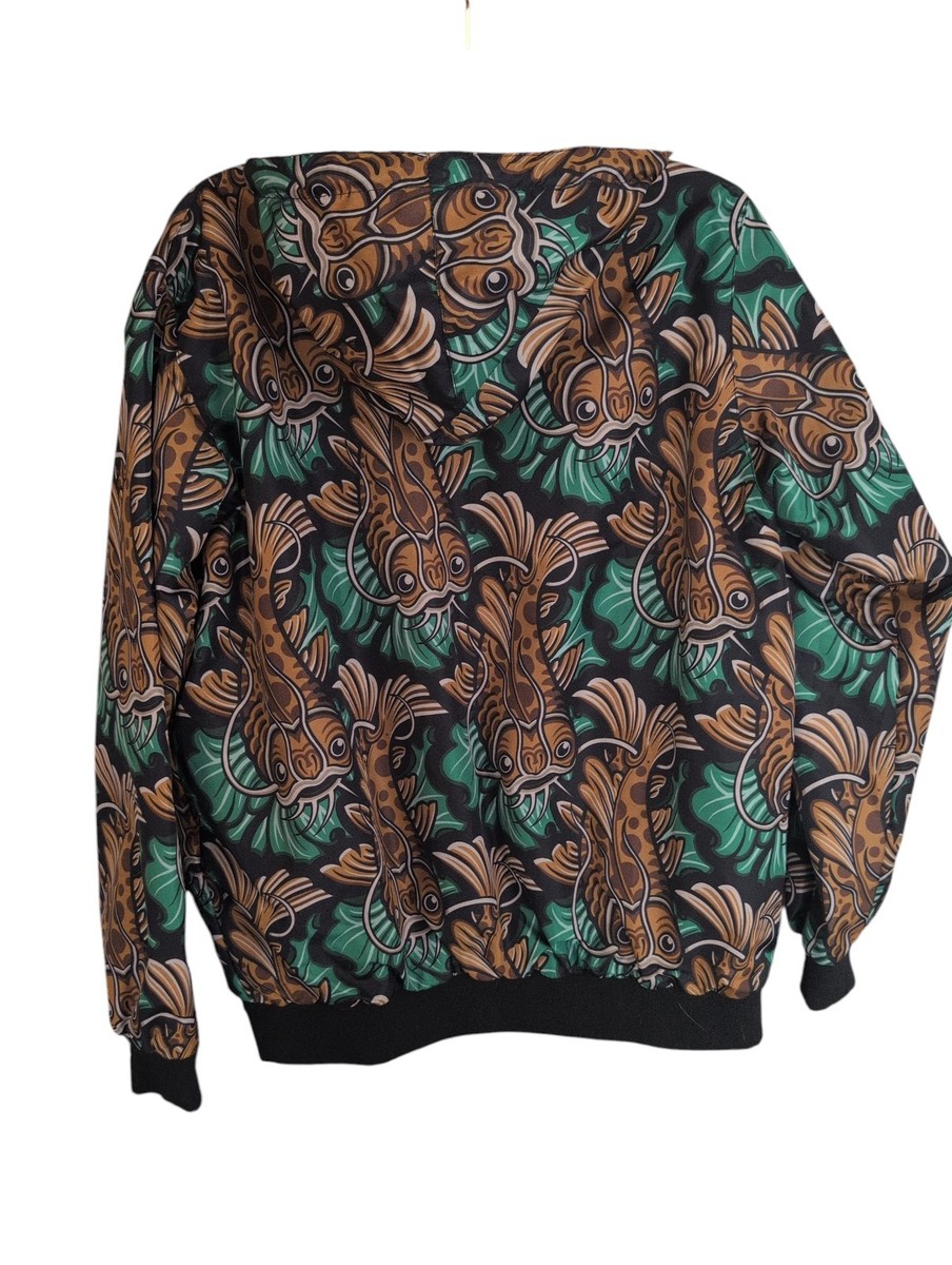 Full Zip Hoodie Graphic Coy Fish Print  bomber View 2