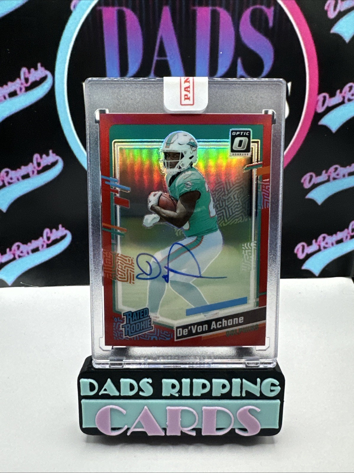 2023 Panini Donruss Optic De’Von Achane Red Prizm Auto /75 On Card #269