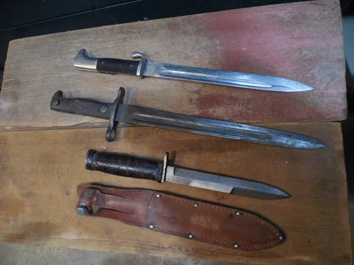 INTAGE KNIFE BAYONET LOT WW2 GERMAN DRESS EICKHORN US 1898 OLD MILITARY ANTIQUE