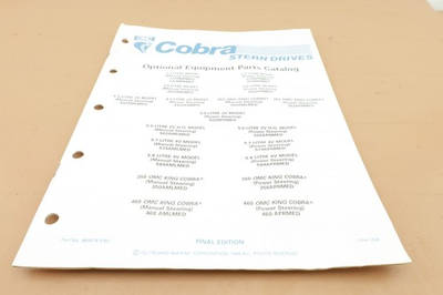 #ad 1989 Cobra Stern Drives Optional Equipment OEM Parts Catalog 985978 $5.00