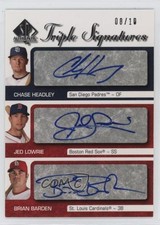 2009 SP Authentic Triple Signatures 8/10 Chase Headley Jed Lowrie Auto e6p