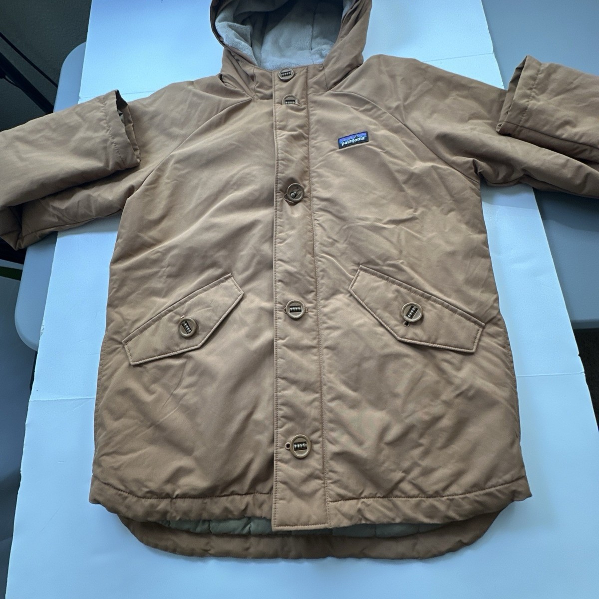 Patagonia Boys Hoodie Overcoat Jacket Brown/BEBR XXL #0438