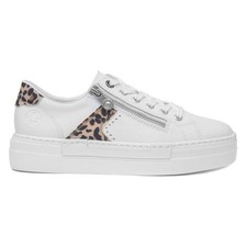 Rieker Womens Shoes White Adults Ladies Flat Lepoard Print Antistress SIZE