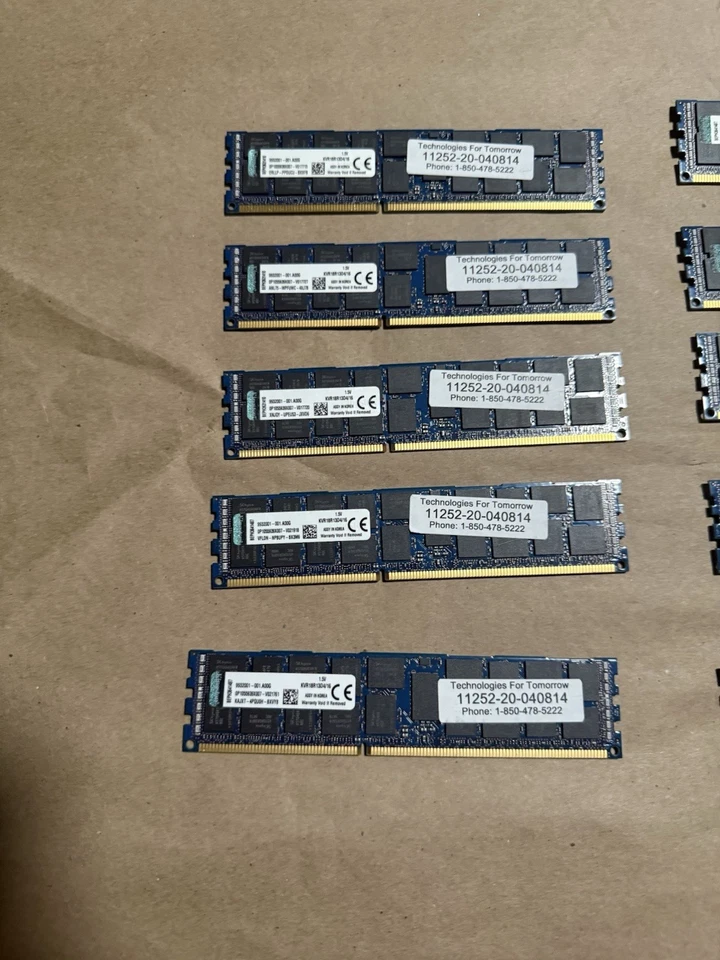 (Lote de 16) 16 GB DDR3 PC3-14900R RDIMM Kingston KVR18R13D4/16 Memoria RAM de servidor Foto 3 de 4